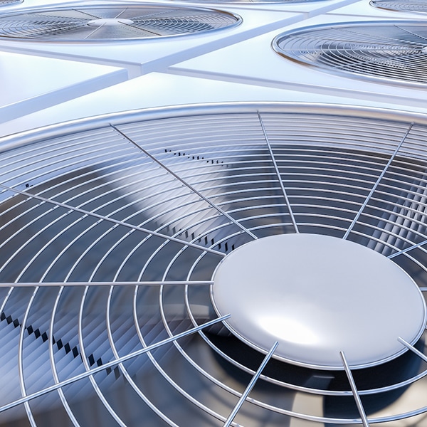 Close up view on HVAC units (heating, ventilation and air condit