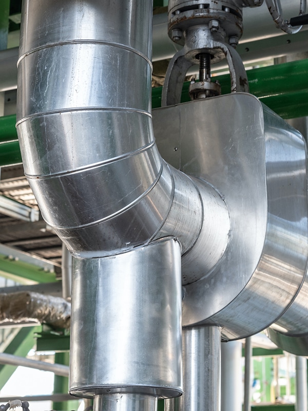 Pipeline and insulation at industrial zone,Pipe of steam at powe